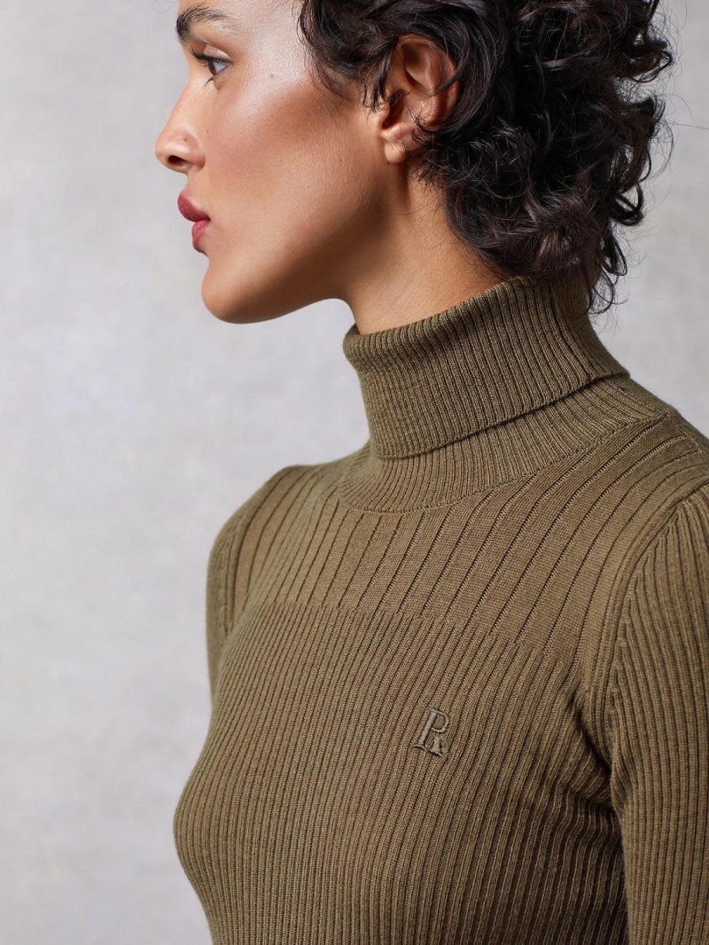 Rouje Lucien Turtleneck Strikkevarer Khaki | Norge_P51313