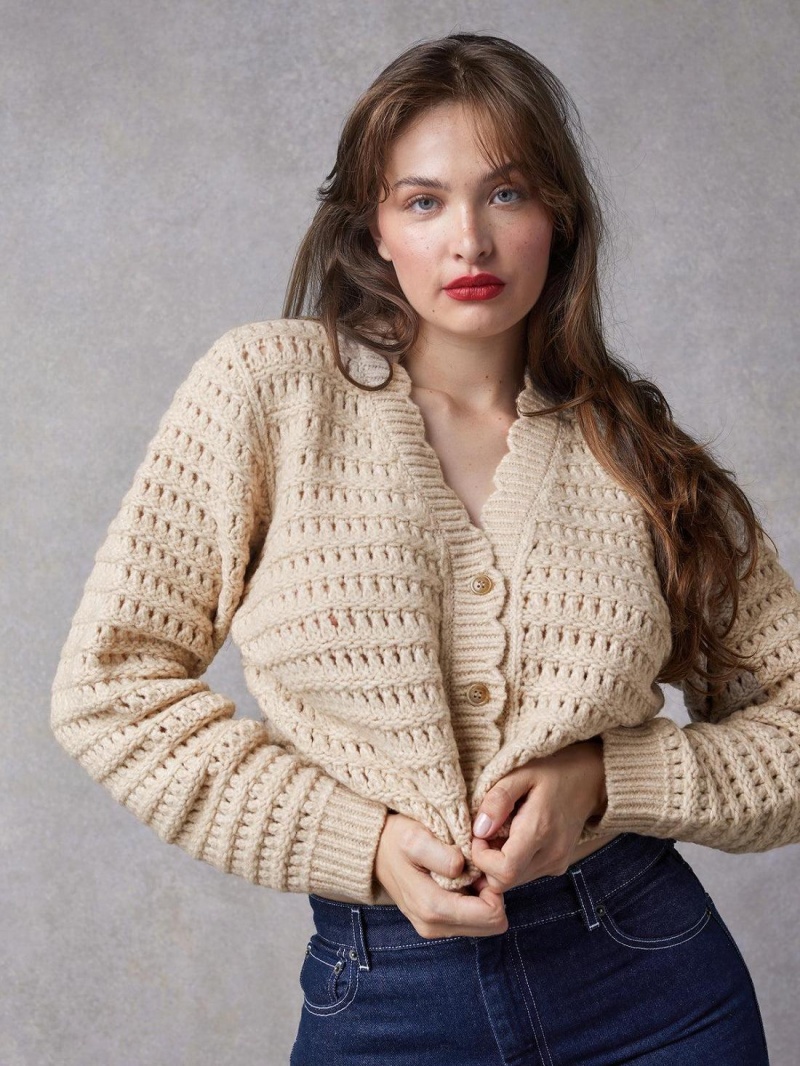 Rouje Rosella Cardigan Strikkevarer Beige | Norge_P56769