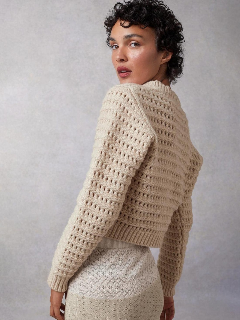 Rouje Rosella Cardigan Strikkevarer Beige | Norge_P56769