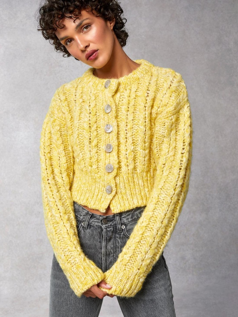 Rouje Silva Cardigan Strikkevarer Gul | Norge_P60417